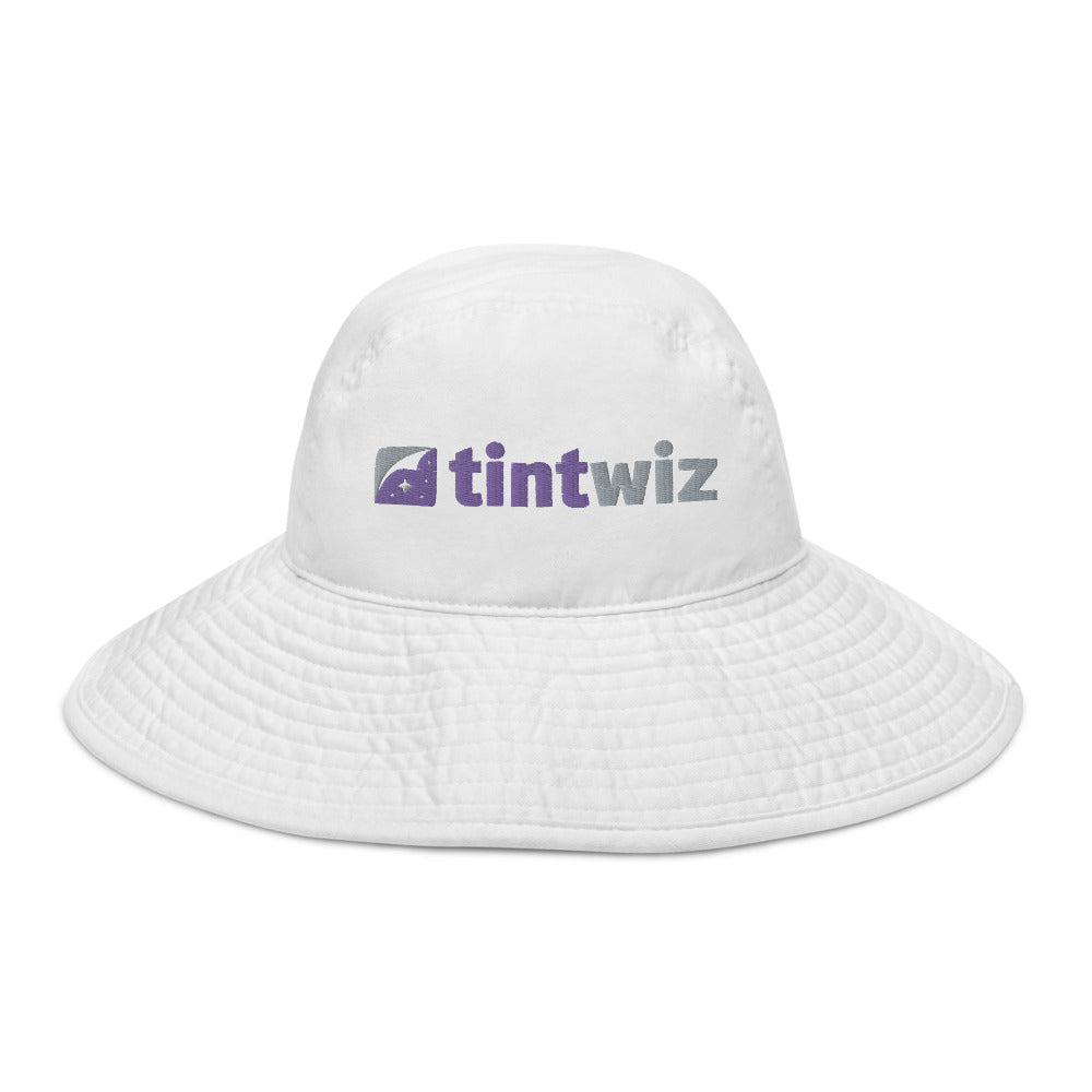White Wide Brim Bucket Hat